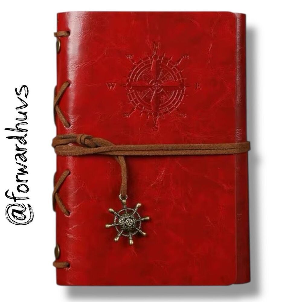Red PU Leather Notebook - Sketchbook - Unlined Blank Page Notebook